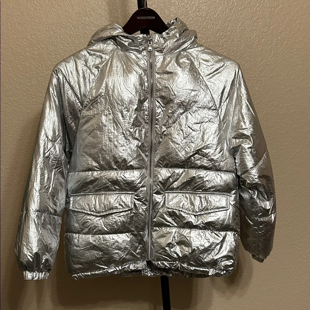 ZARA Kids Shiny Silver Puffer Jacket
